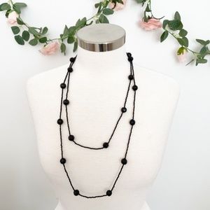 Black Seed Bead Long Necklace